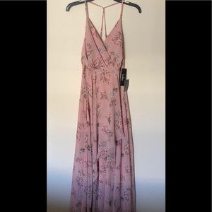 Pink Floral Maxi A-Line Dress  From Lulus